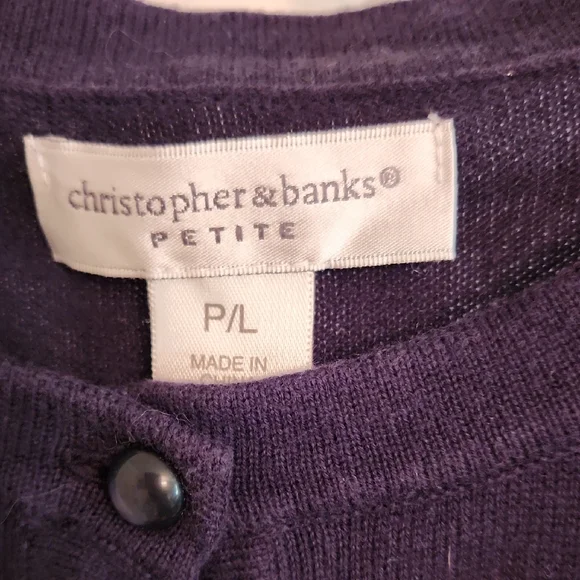 Christopher & Banks Navy Blue Cardigan with White Floral Accents - Picture 2 of 9
